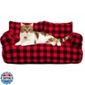 FAMIDGE Cat Couch Bed - Cat Bed for Indoor Cats, Calming Pet Sofa Puppy Sleeping Bed with Removable Washable Cover, Cute Dog Couch and Kitty Lounge Chair for 18lbs Cats and Small Dogs(Red and Black)