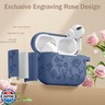 DGege for AirPods Pro 2nd/1st Case with Cleaner Kit,Cute Rose Flower Engraved Soft Silicone Protective Compatible with Apple AirPods Pro 2/Airpod Pro Cover with Keychain,Front LED Visible,Bluegrey
