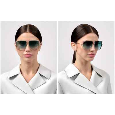 Pre-owned Dita Dubsystem Dts157-a-03 Silver Rose Gold Turquoise Navigator Large Sunglasses