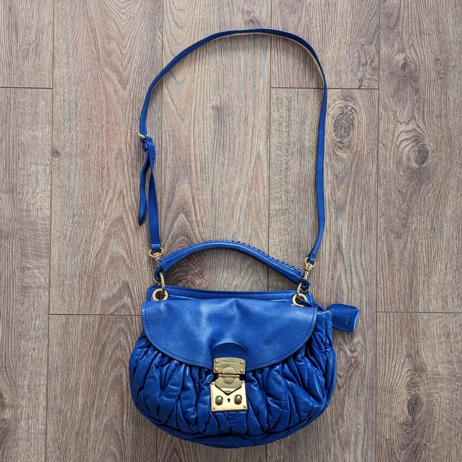バッグ Archive miu miu leather hand bag blue Miu Miu Women's 2-Way Handbag Shoulder Bag Leather Navy Used
