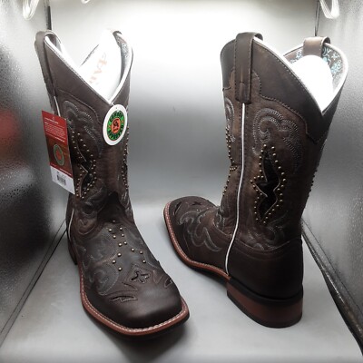 Laredo Spellbound Western Boots Women's 9.5M Black Tan Leather Square Toe 