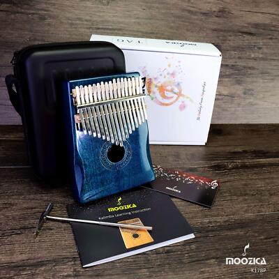 17 Keys Kalimba Thumb Piano Solid Mahogany Wood Professional Marimba Mbira wi...