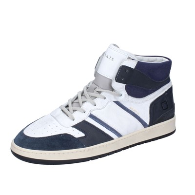 DATE HERREN SCHUHE DATE 42 EU SNEAKERS WEISS LEDER BLAU WILDLEDER BG147-42