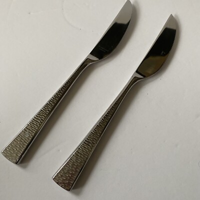 2 Dinner Knives BISCAYNE Gorham 18/10 Stainless Steel Flatware Glossy Vietnam