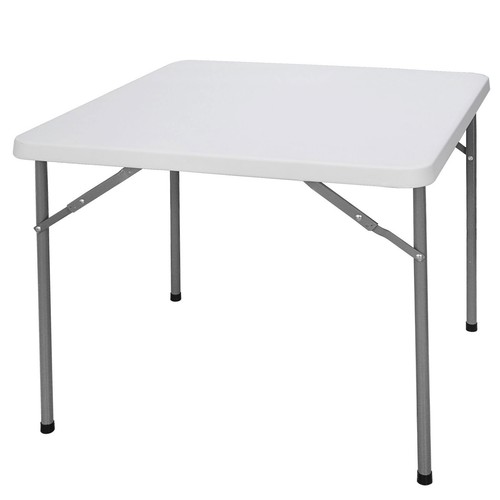3 ft Heavy Duty Portable Plastic Folding Table Square Card Utility Table White