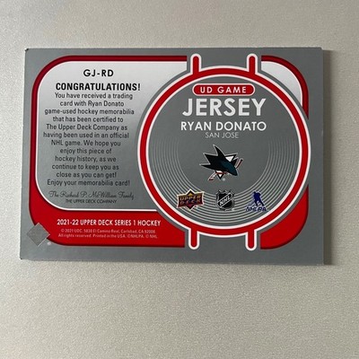 2021 Upper Deck Series 1 #GJ-RD Ryan Donato UD Game Jersey