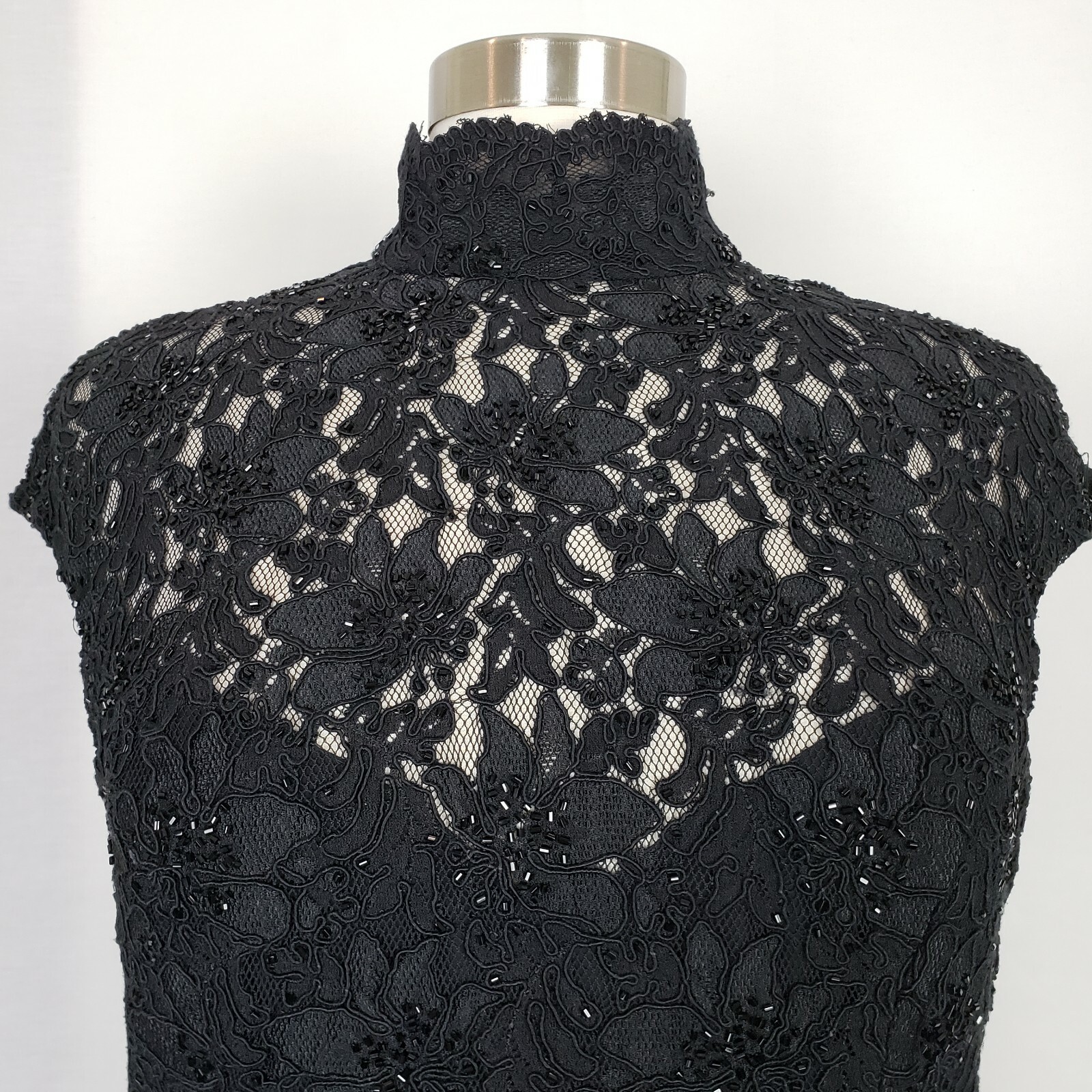 Carmen Marc Valvo Embellished Texture Black Evening Gown Dress Size 8 w/ Jacket