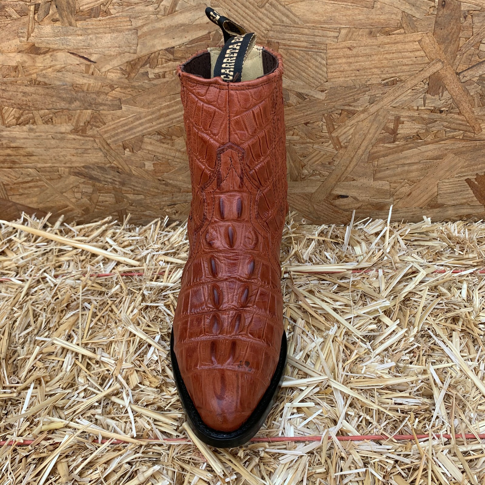 Men's Half boot Crocodile Print Leather Botin Vaquero Piel Impresa Cocodrilo