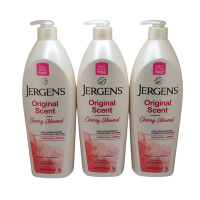 3 Pack Jergens Original Scent Dry Skin Moisturizer Cherry Almond Essence 26.5oz