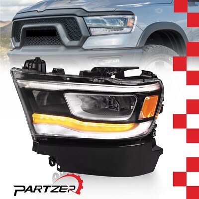 For 2019-2023 Dodge RAM 1500 Full LED DRL Reflector Chrome Headlight Lamp Driver