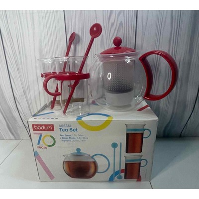 Set Tea Press 2 Glasses & 2 Spoons In 294 Red Set Open Box