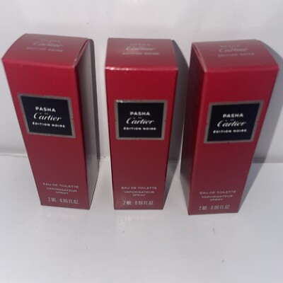 Pasha De Cartier Edition Noire EDT Spray for MEN 3 samples 2 ml each
