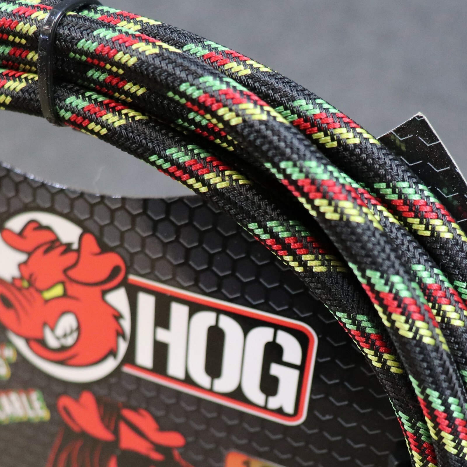 Pig Hog 10' Right Angle Vintage Woven Instrument Guitar Cable 10ft RASTA Stripes