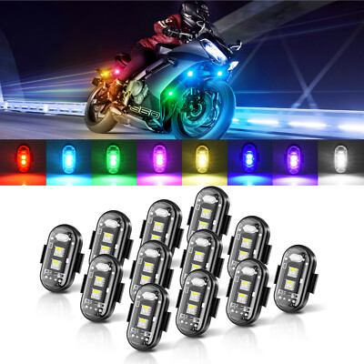 12Pcs Wireless RGB LED Strobe Light Flash Light Lamp Rechargeable Remote Control