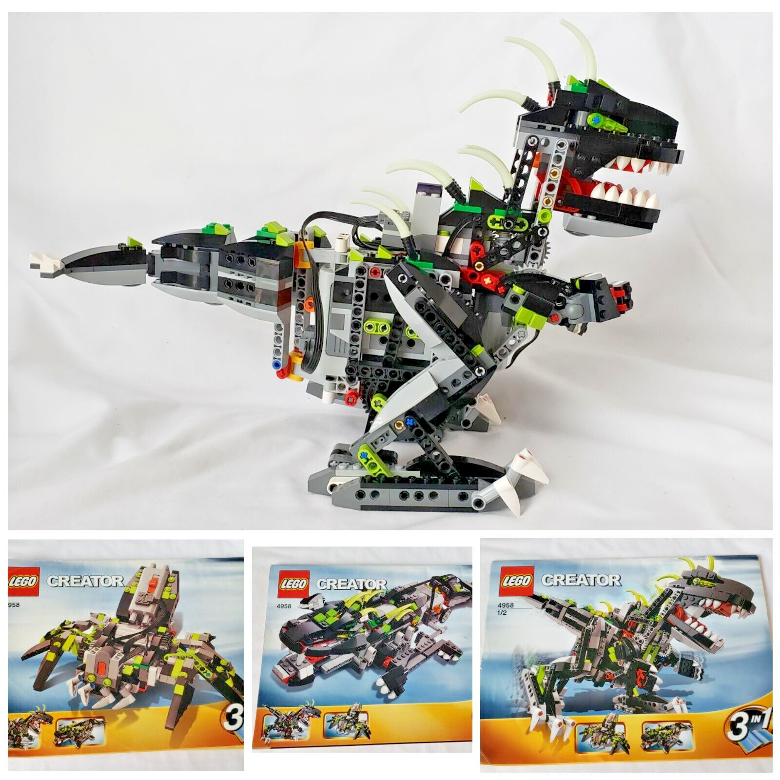 LEGO Creator 4958 Monster Dino 3 in 1 Spider Alligator + Manuals