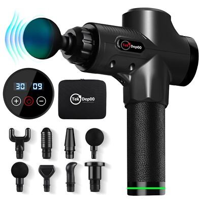 Massage Gun Muscle Deep Tissue for Athletes, Portable Percussion with 8 Heads