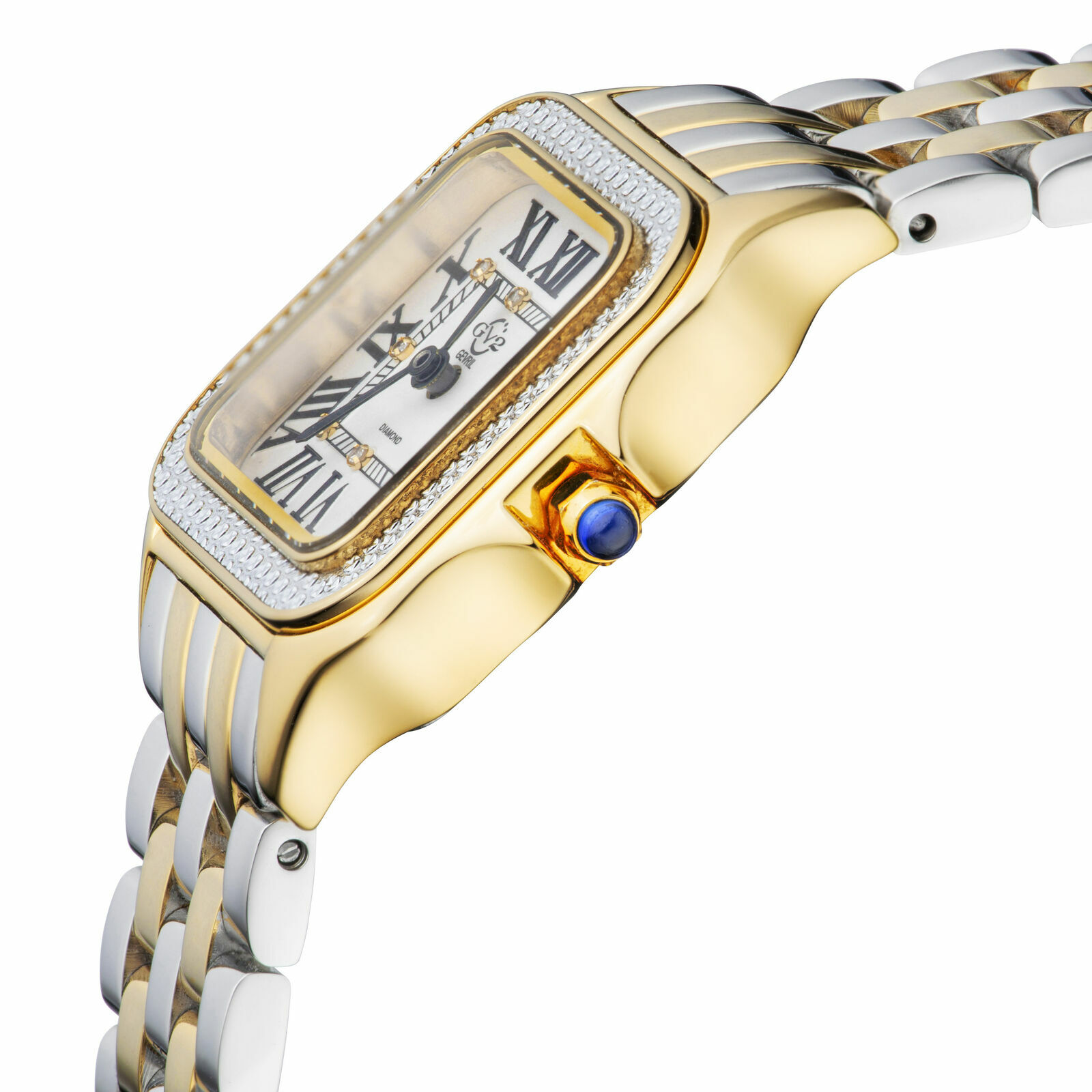 Pre-owned Gevril Lady's Gv2  12103b Milan Swiss Diamond Two-tone Yellow Gold Tank Watch