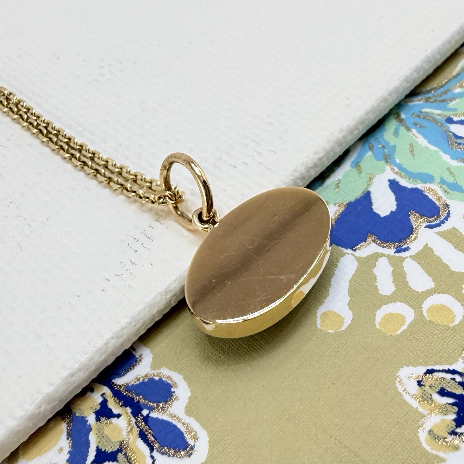 Modernist 14k Yellow Gold Natural Egyptian Turquoise Custom Made Pendant, Unisex - Picture 3 of 10