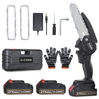 Mini Chainsaw, Cordless 6 Inch Handheld Portable Electric Chainsaw with 2 Bat...