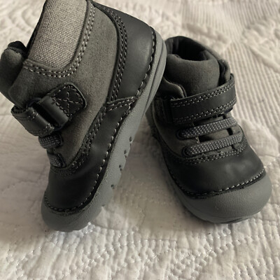 Stride Rite Unisex Boy Boots 4 Mos Gray Upper Leather Adjustable