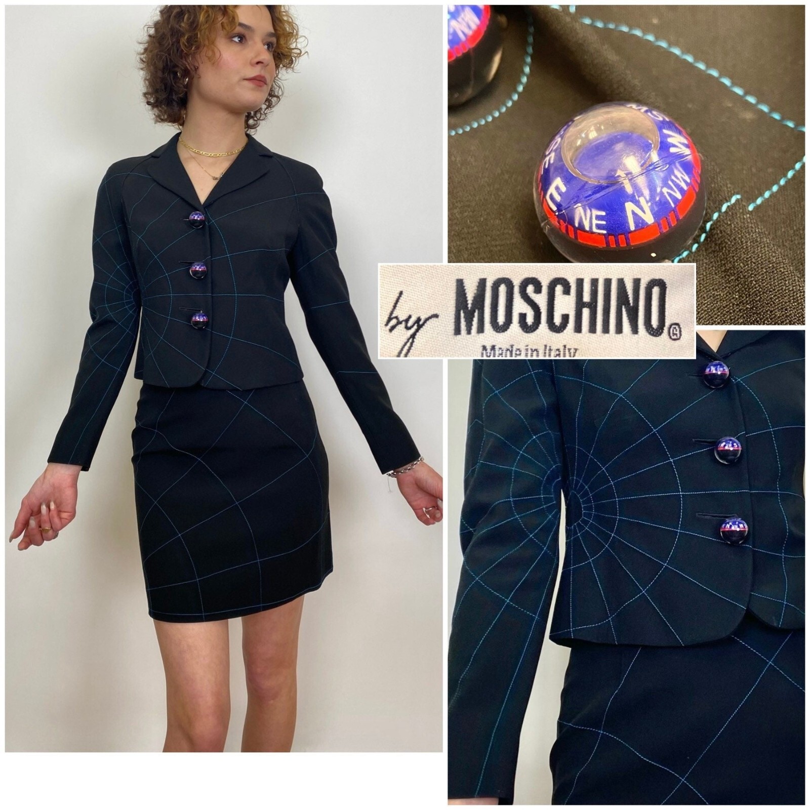 RARE Vintage Designer Moschino 1990s Two-piece Skirt Suit