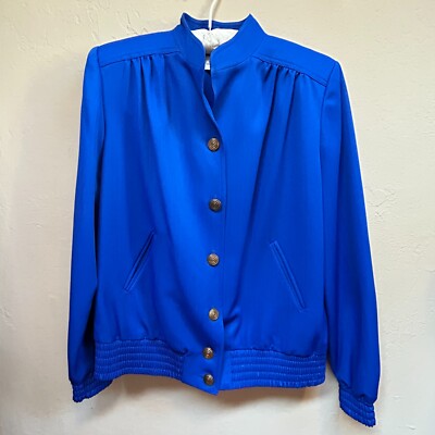Vintage Philippe Marques Womens Button Front Sweater Top Size 10 Royal Blue USA