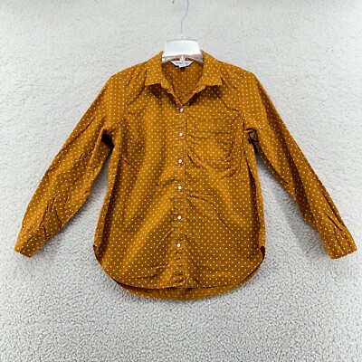 Old Navy The Classic Shirt M LS Collared Button Up Mustard Yellow White Dots