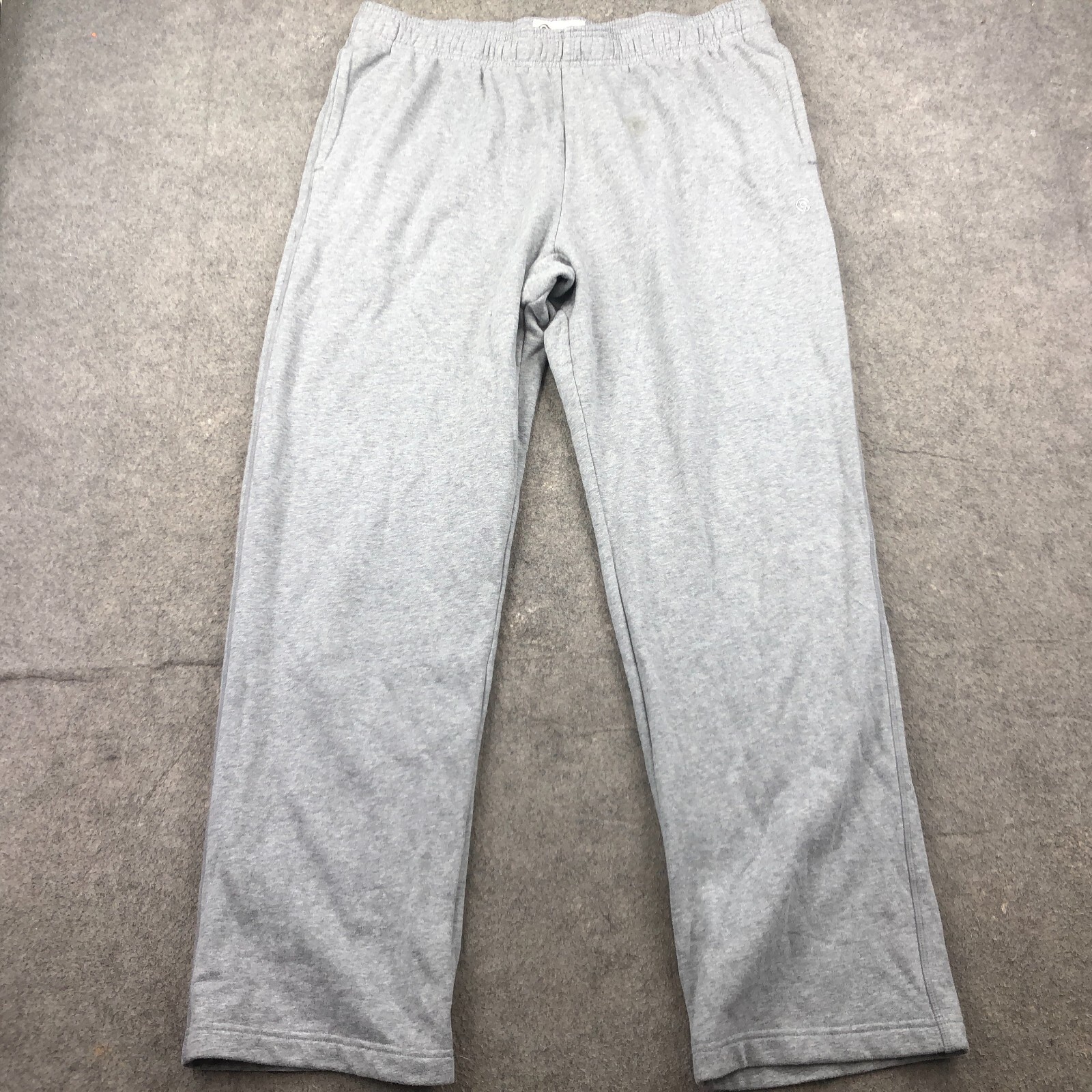 Men Large Gray Fleece Workout Drawstring Embroidered *