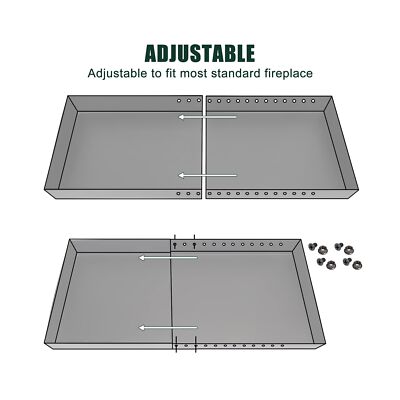 Adjustable Fireplace Tray, Expandable Ash Pan for Ash Collection, Galvanized ...
