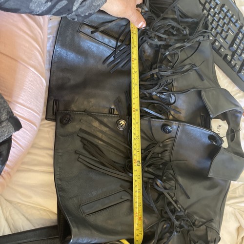 Pre-owned Re/done Re Done, Leather Fringe Jacket Women Size S Black Cropped Clubwear Crop