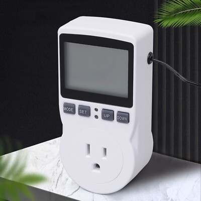 Digital Thermostat Outlet Plug Electronic Timer Switch Controller Ac100-250v US