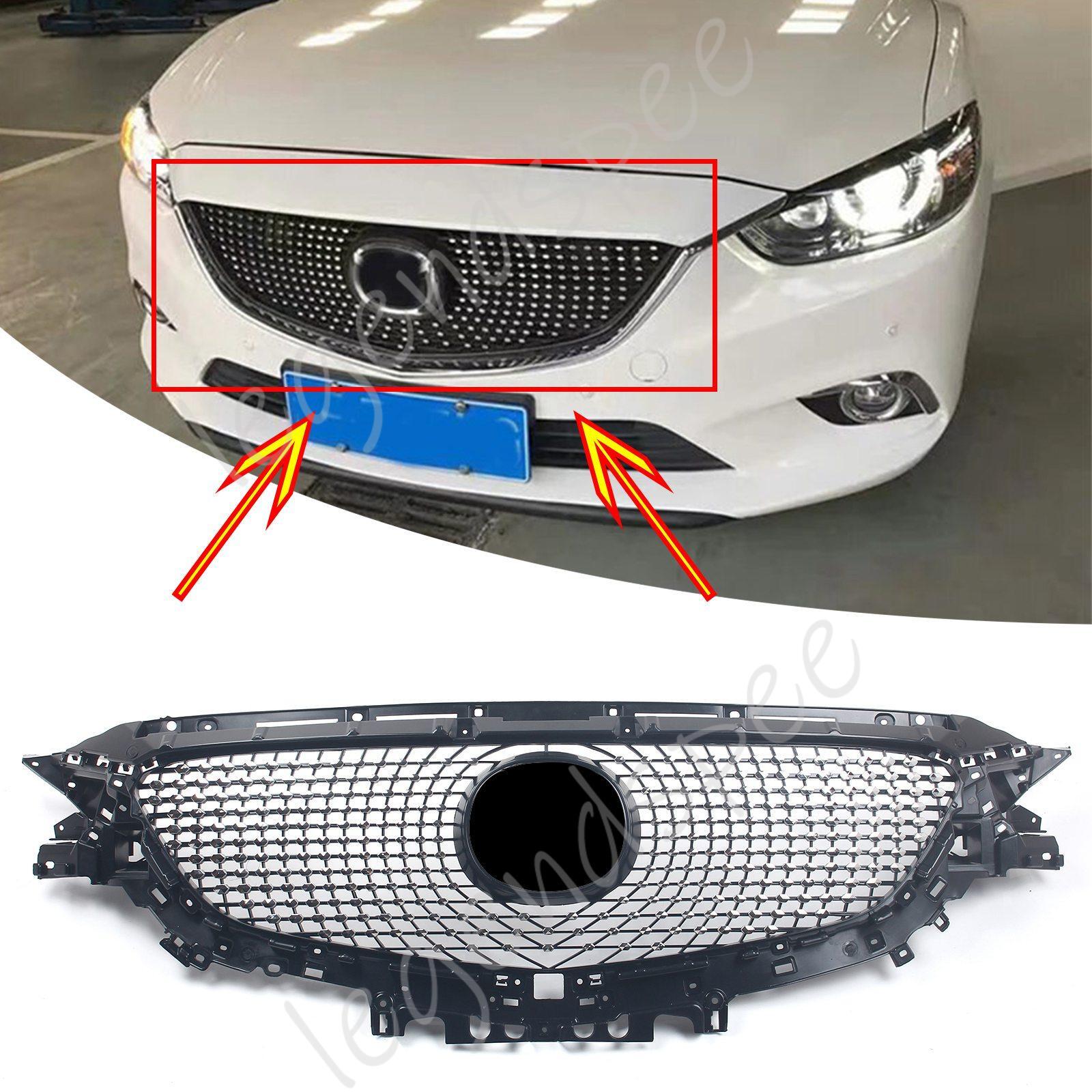 Front Bumper Upper Mesh Grille Grill Black Fit For 2017-2019 Mazda