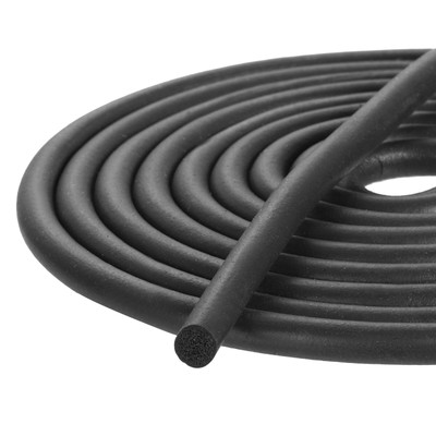 5mm/0.20'' Dia x 2 Meter/6.56Ft Long Round EPDM Foam Rubber Weather Seal Strip