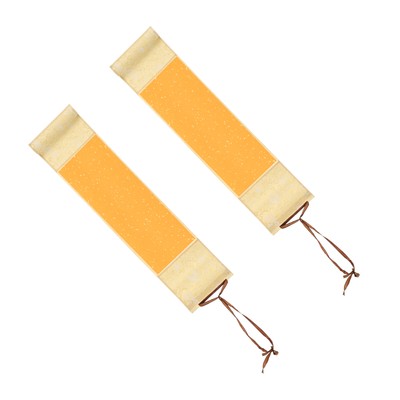 15x4'' Silk Half Raw Ripe Blank Hanging Xuan Paper Scroll, 2Pcs, Yellow