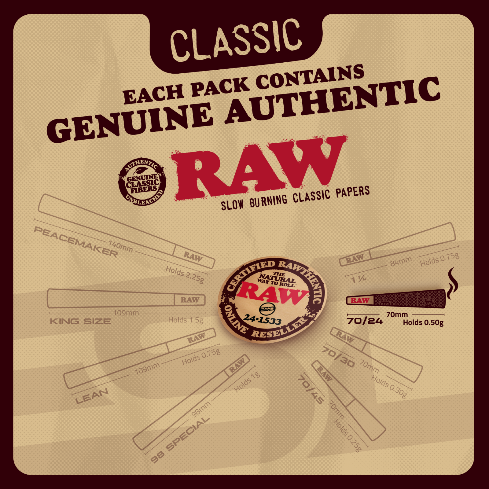 RAW Cones 70/24 Single Size Dogwalker | 50 Pack