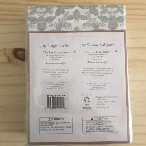 Burt's Bees Baby Organic Cotton Fitted Crib Sheet: Paisley Bee Print