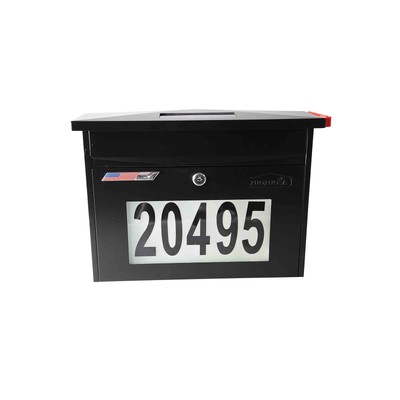 Wall Mount Locking Mailbox - Black Solar House Numbers Light Large Capacity I...
