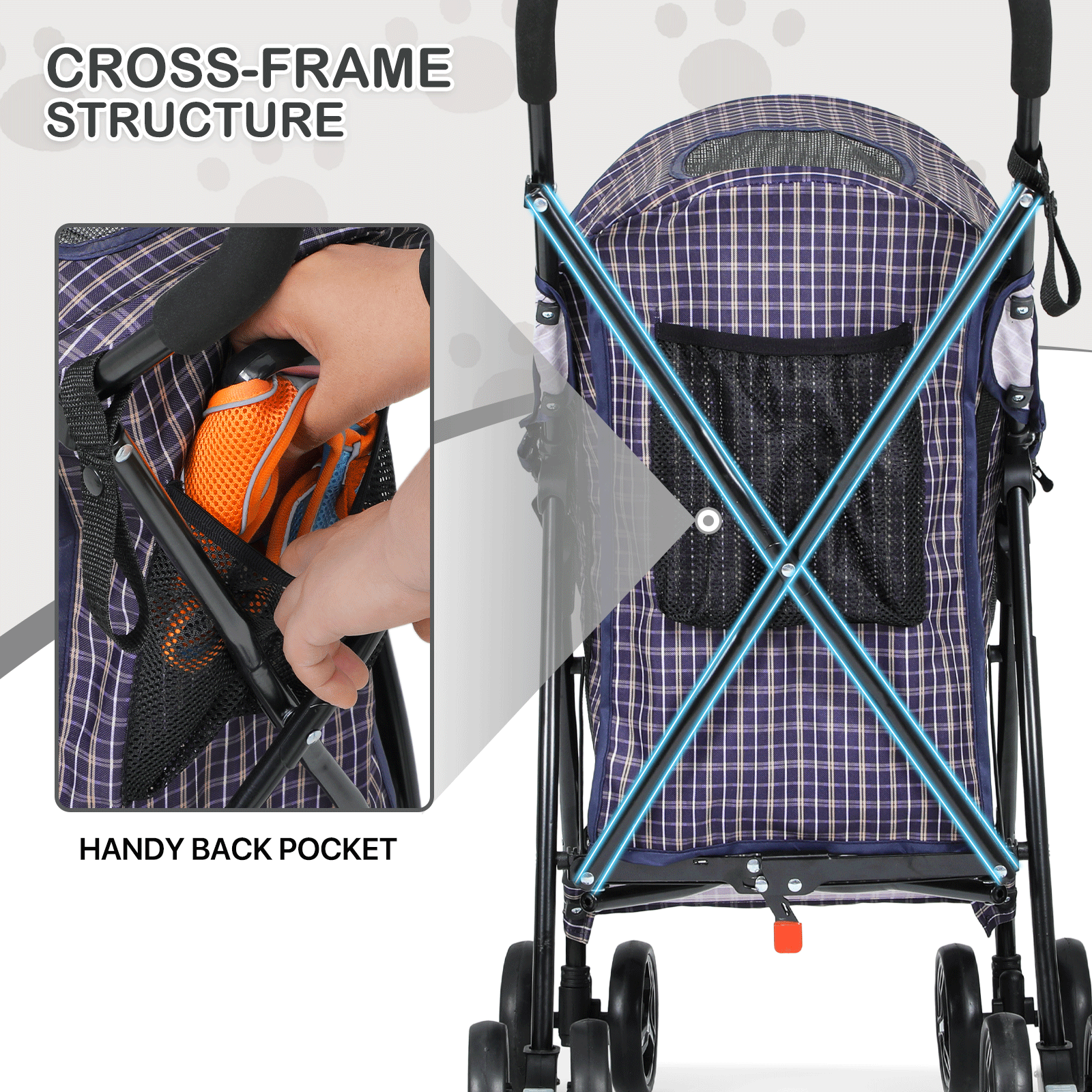 Pet Stroller 4 Wheels Foldable Cat Dog Travel Carrier Skylight w/Storage Basket