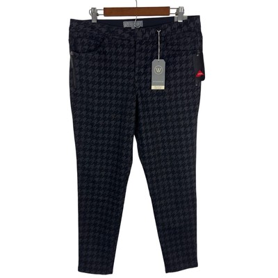 WIT & WISDOM AB SOLUTION HOUNDSTOOTH ANKLE PANTS IN BLACK NWT WOMEN'S SIZE 14