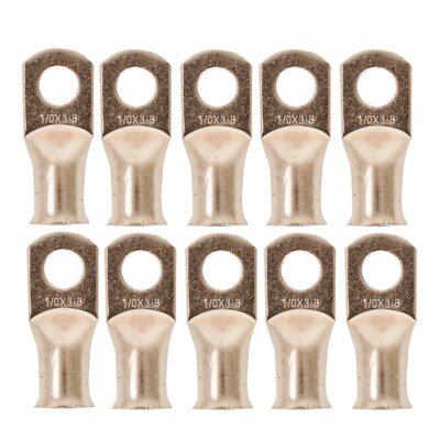 10Pcs Gauge 1/0 3/8'' Battery Cable Ends Lugs Hole OFC Copper Ring Terminals Wire