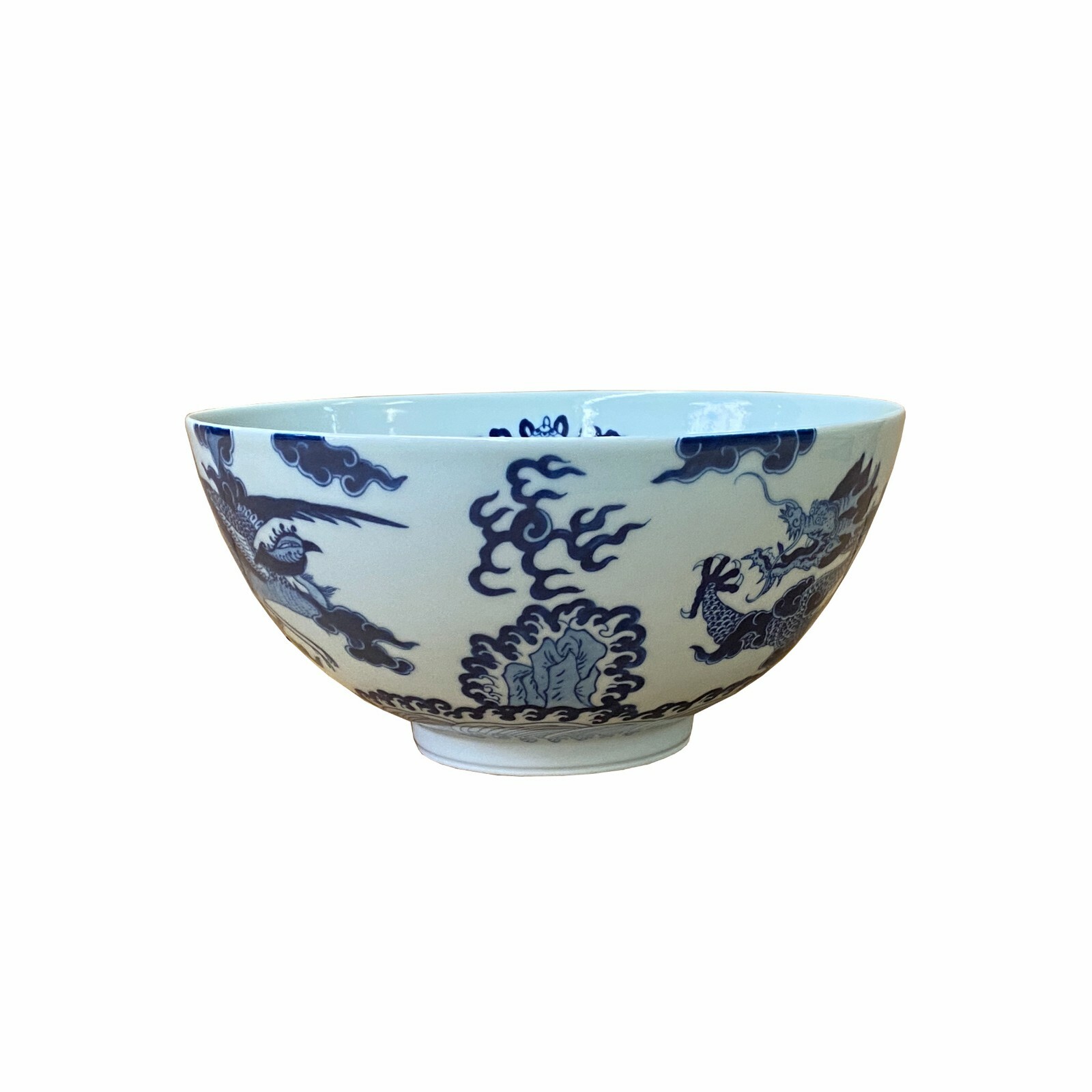 Chinese Blue & White Porcelain Hand Painted Dragon Phoenix Bowl ws1535S Chinese Blue & White Porcelain Hand Painted Dragon Phoenix Bowl ws1535S