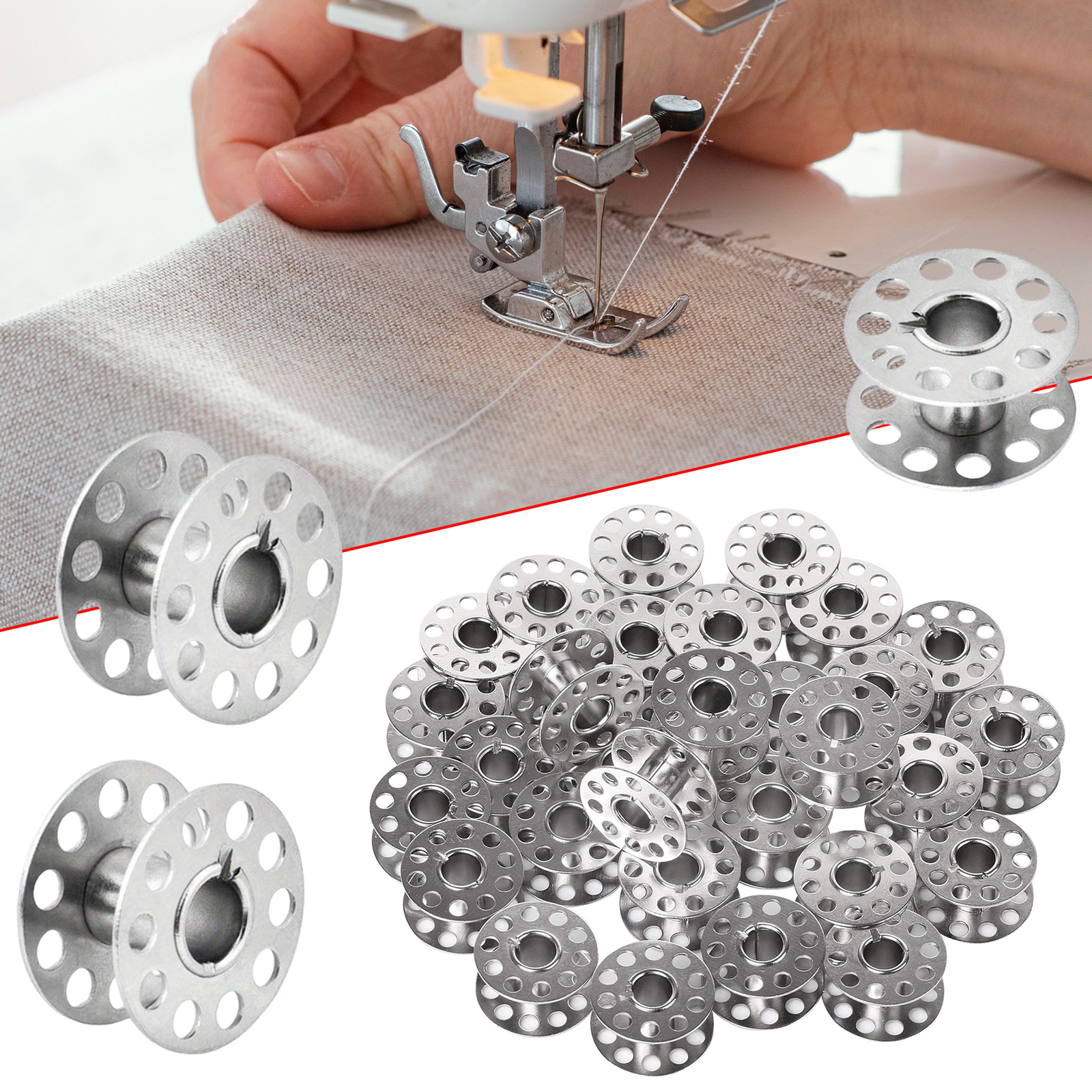1-200pcs Sewing Machine Bobbins Spools Stainless Steel Bobbin Fits Most Brands
