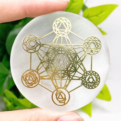 2.5'' Polished Natural Selenite Quartz Disc Carved Crystal Chakra Reiki Healing 