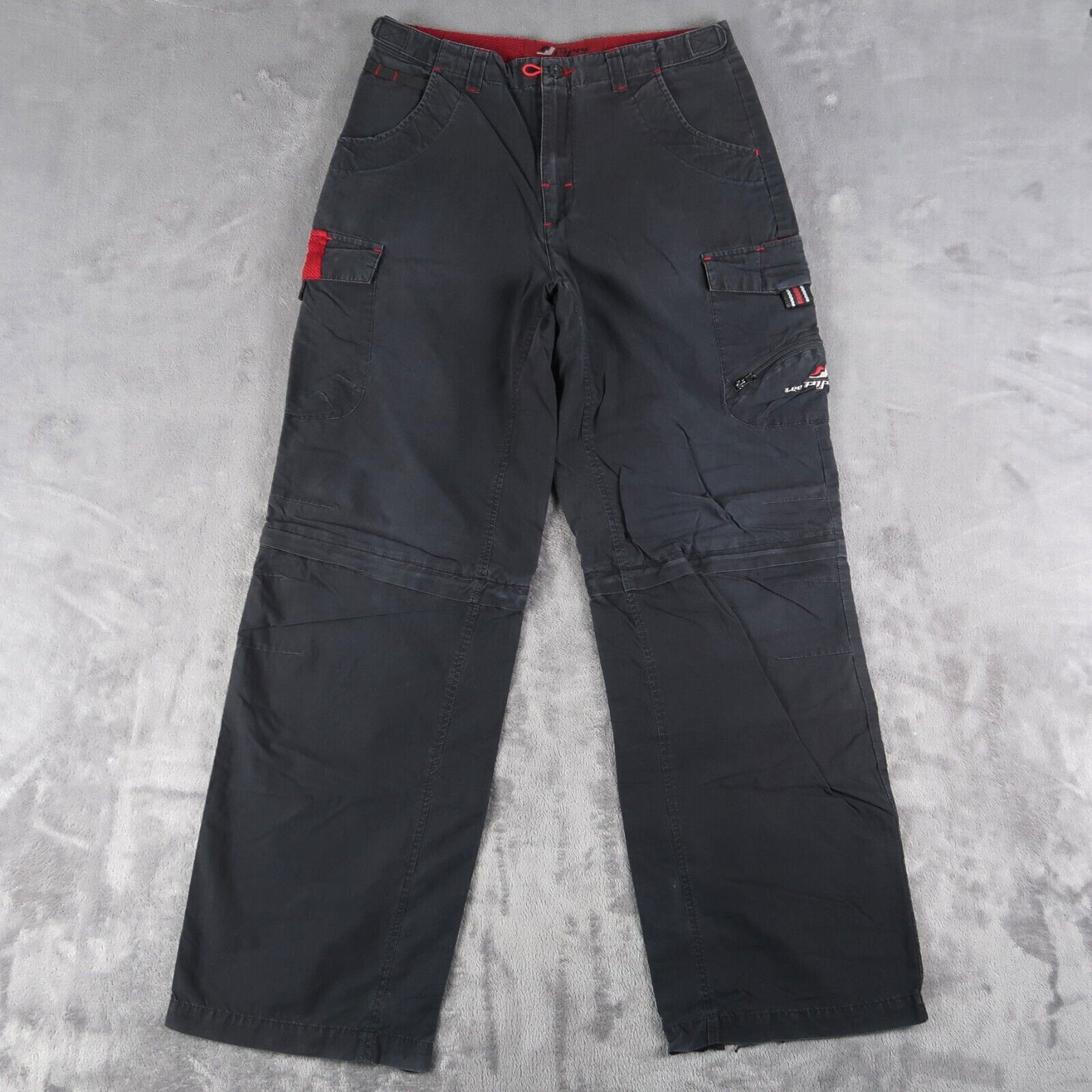 パンツ 90's Lee BLACK Painter Pants Vintage 90s Lee Pipes Wide Leg Cargo Black 18 R Womens Cyber