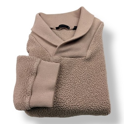 Greyson Mens XXL Sherpa Fleece Shawl Collar Pullover Sweater Taupe Brown XL