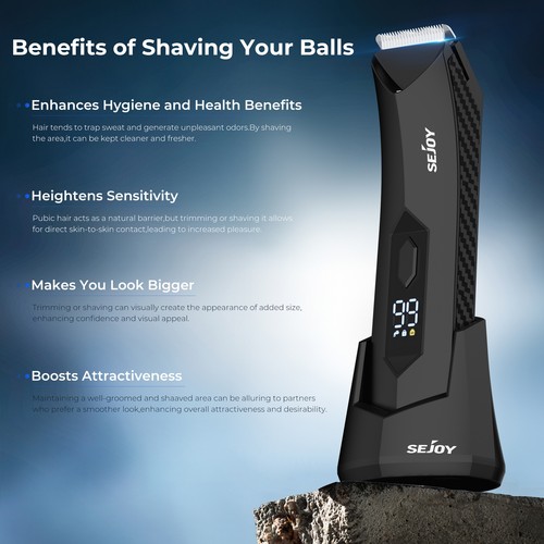 SEJOY Electric Manscaping Pubic Hair Trimmer Waterproof Groin Ball Body Shaver