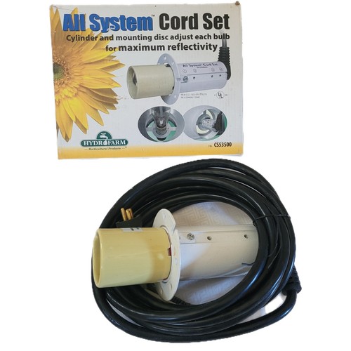 New  Hydrofarm ALL SYSTEM CORD SET with 15' Socket Grow Light Wing Reflector