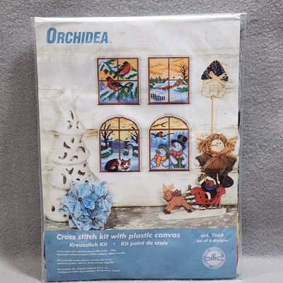Winter Scenes Set of 4 Window Picture Frames #7664 Cross Stitch Kit Orchidea