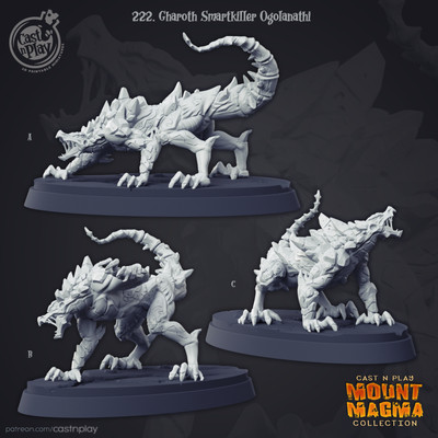 3D Printed Miniature Lahith the Lizard Cast N Play Mount Magma D&D 28mm 