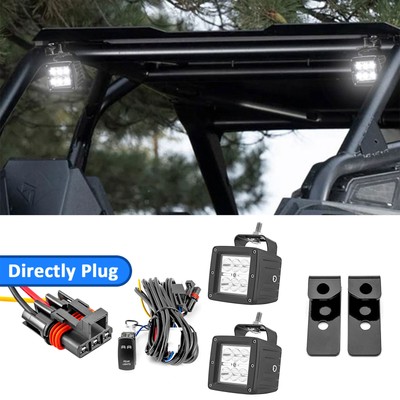 For Polaris RZR Pro R/PRO R 4 Rear Roof 3'' LED Light Cube Pods Mounts Wire Kit